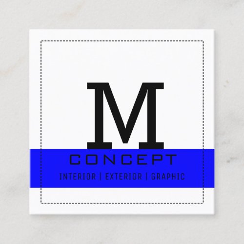 Minimalist Professional Elegant Blue White Square Business Card