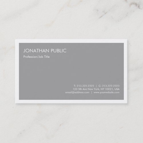 Minimalist Professional Elegant Grey Template Business Card