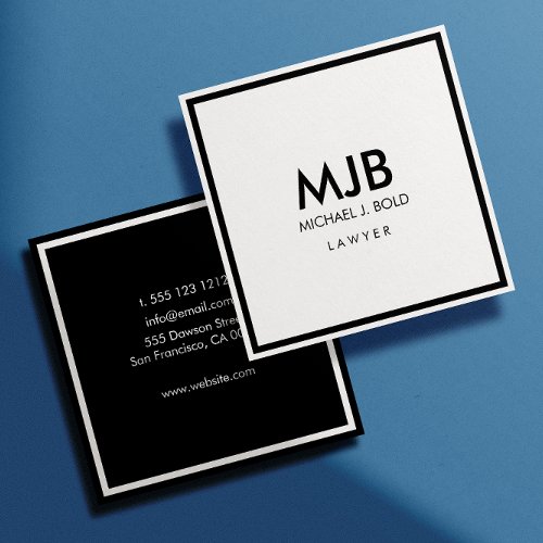 Minimalist Professional Elegant  White and black Square Business Card