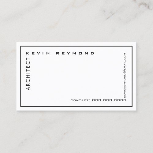 minimalist professional elegant white architect business card