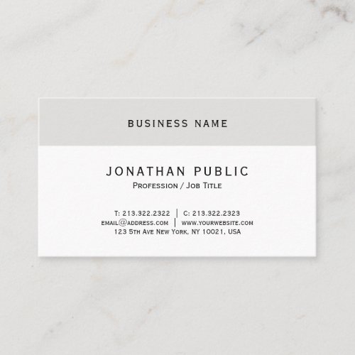 Minimalist Professional Elegant White Classic Look Business Card