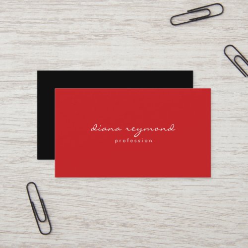 Minimalist Professional Fiery_Red I Black Business Card