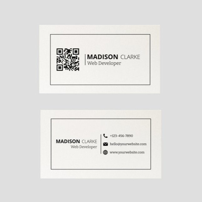 Minimalist Professional Freelancer QR Code Modern Business Card (Creator Uploaded)