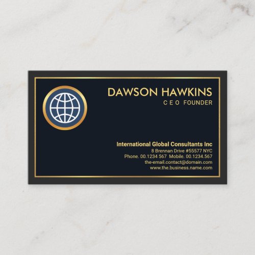 Minimalist Professional Gold Border Store Owner Business Card