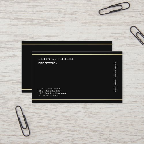 Minimalist Professional Gold Color Black Luxury Business Card