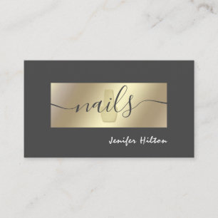 Minimalist professional gold foil nail salon business card
