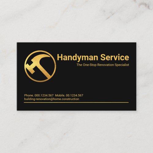 Minimalist Professional Gold Line Hammer Business Card
