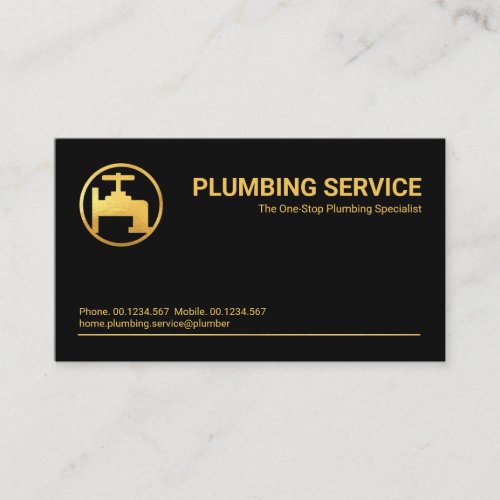 Minimalist Professional Gold Line Plumber Business Card