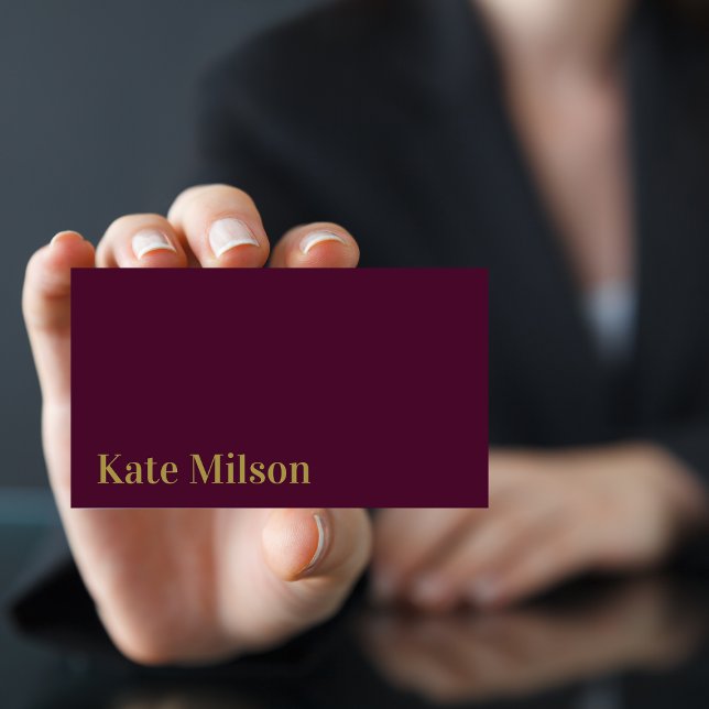 Minimalist Professional Gold Script & Burgundy Business Card (Creator Uploaded)