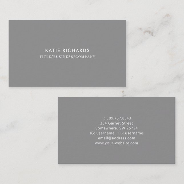 Minimalist Professional Gray Business Card (Front/Back)