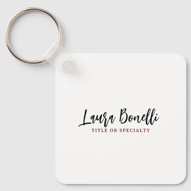 Minimalist Professional Handwrite Plain Name Title Keychain (Front)