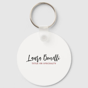 Minimalist Professional Handwrite Plain Name Title Keychain