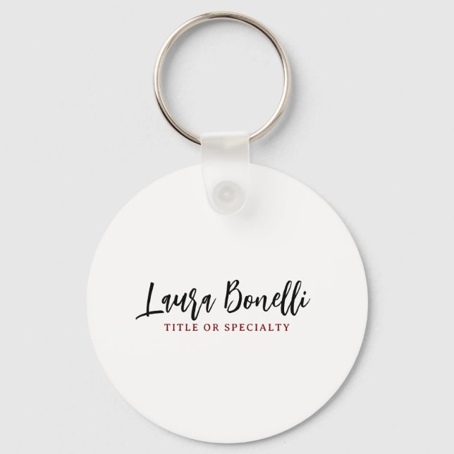 Minimalist Professional Handwrite Plain Name Title Keychain (Front)