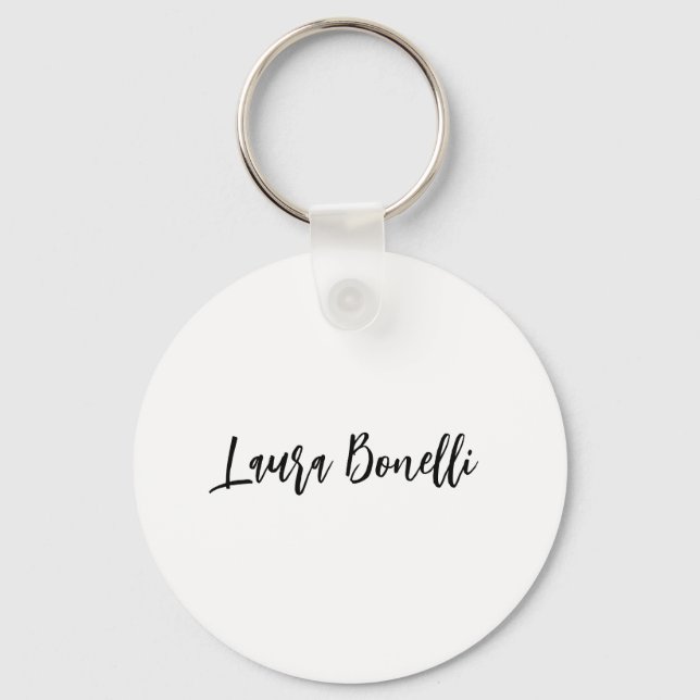 Minimalist Professional Handwrite Plain Name Title Keychain (Front)