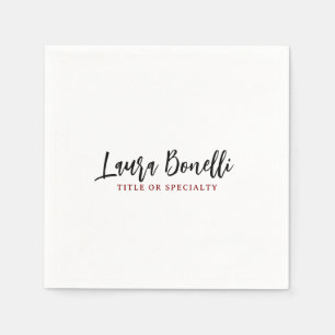 Minimalist Professional Handwrite Plain Name Title Napkins