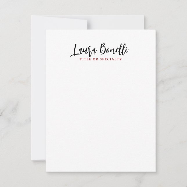 Minimalist Professional Handwrite Plain Name Title Note Card (Front)