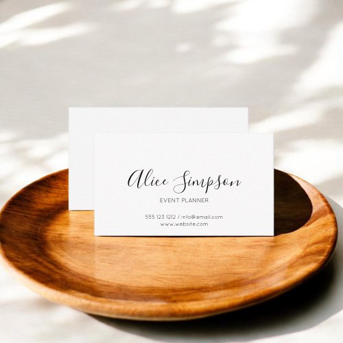 Minimalist Professional Handwritten Font White Business Card