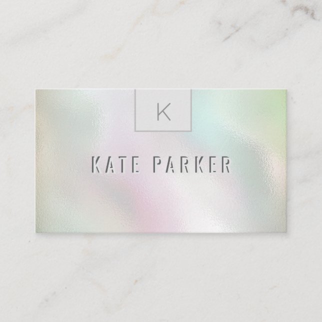 Minimalist professional holographic monogram business card (Front)