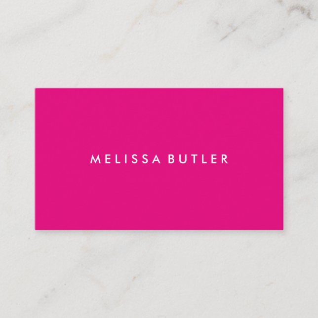 Minimalist Professional Hot Pink Business Card (Front)
