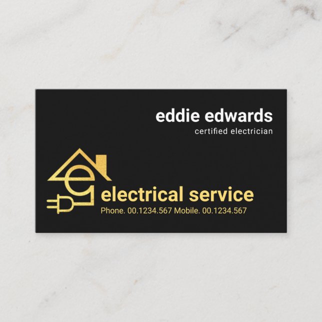 Minimalist Professional Letter E Electrician Business Card (Front)