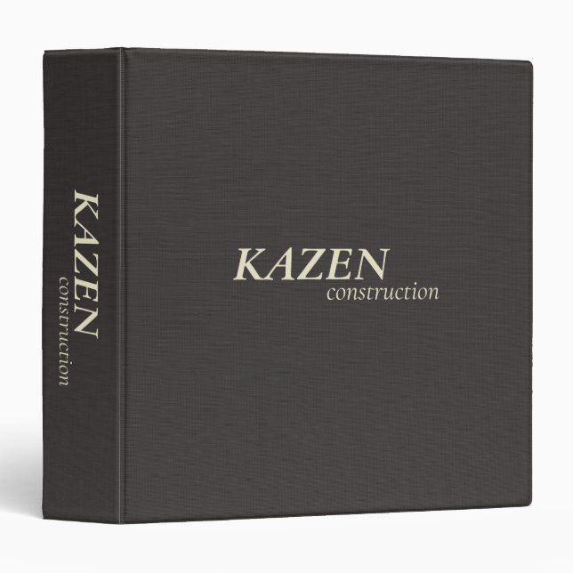 Minimalist Professional Linen Cloth Construction 3 Ring Binder (Front/Spine)