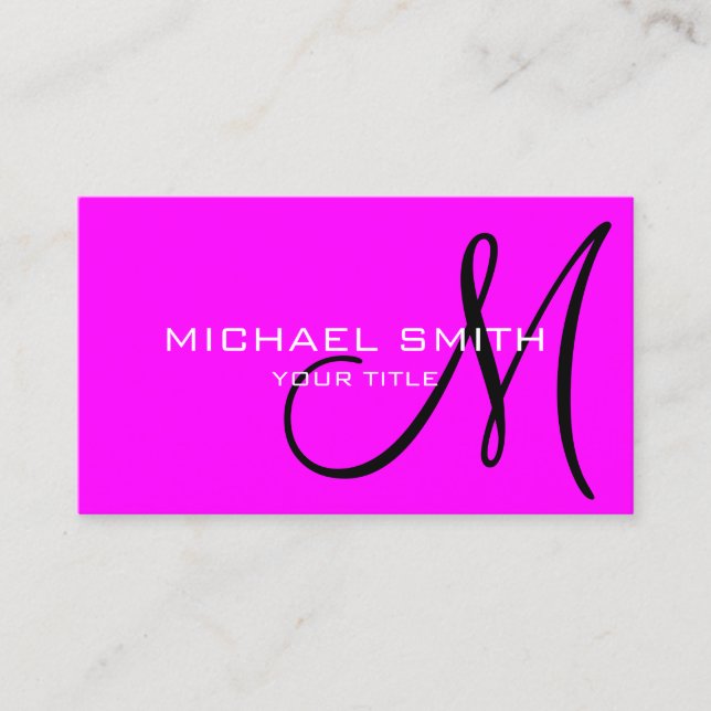 Minimalist Professional Magenta Monogram Business Card (Front)