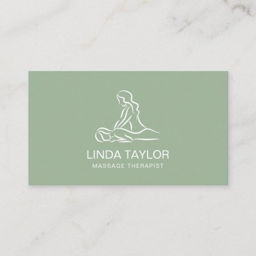 Minimalist Professional Massage Therapist Sage  Business Card