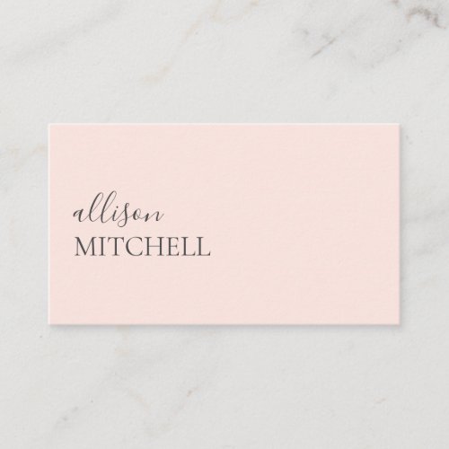 Minimalist Professional Modern Blush Pink Business Card