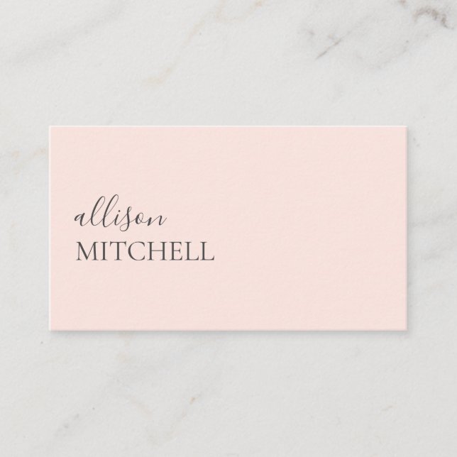Minimalist Professional Modern Blush Pink Business Card (Front)