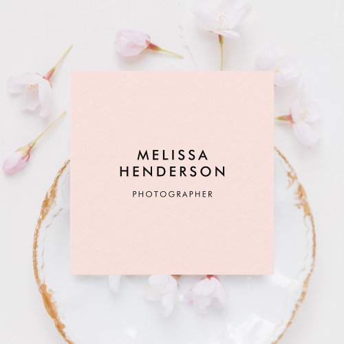 Minimalist Professional Modern Blush Pink Square Business Card