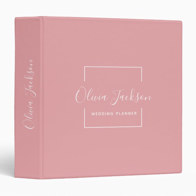 Minimalist Professional Modern Blush Script 3 Ring Binder (Front/Spine)