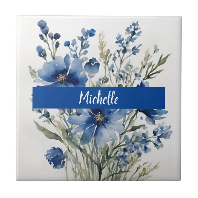 Minimalist Professional Modern Bunch of Flowers Ceramic Tile (Front)