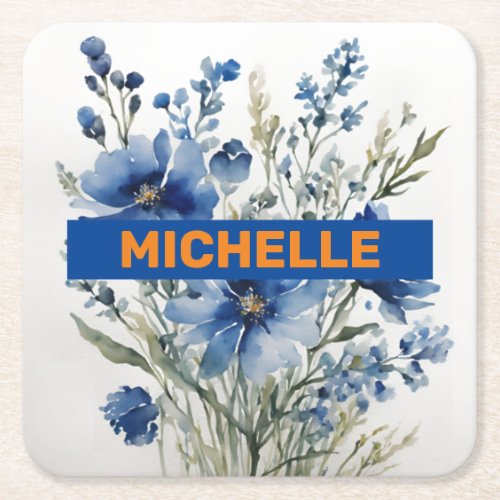 Minimalist Professional Modern Bunch of Flowers Square Paper Coaster