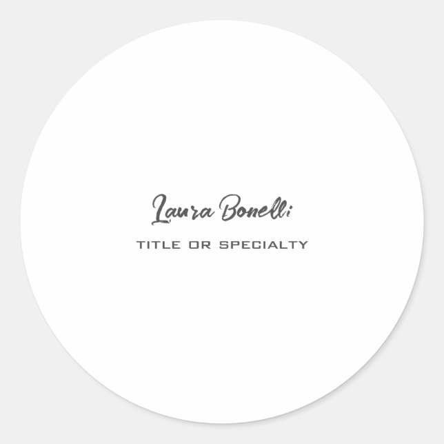 Minimalist Professional Modern Classic Round Sticker (Front)