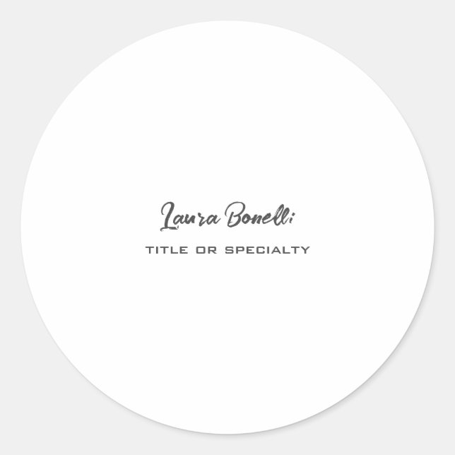 Minimalist Professional Modern Classic Round Sticker (Front)