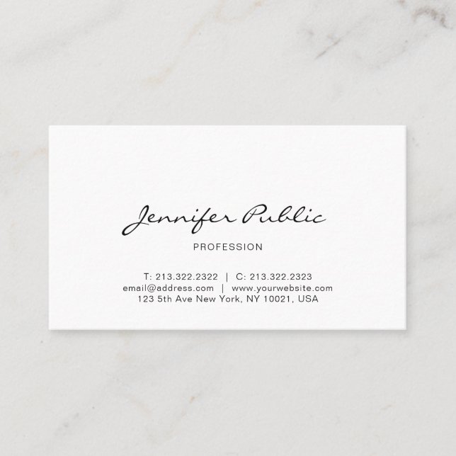 Minimalist Professional Modern Elegant Plain Chic Business Card (Front)