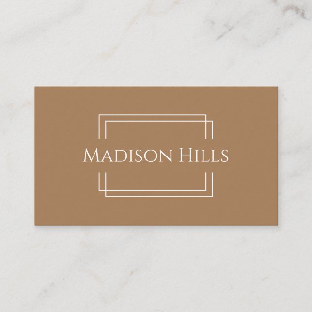 Minimalist Professional Modern Frame Brown Business Card (Front)