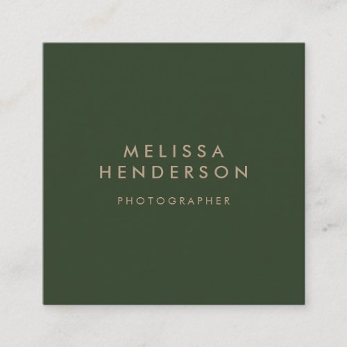 Minimalist Professional Modern Green Square Business Card