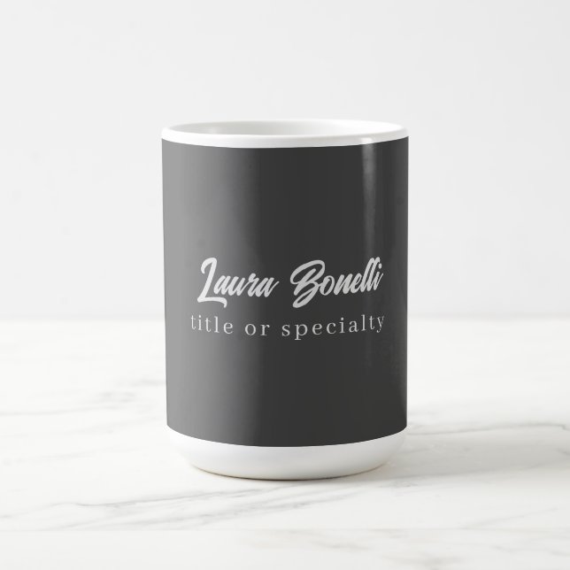 Minimalist Professional Modern Handwrite Dark Grey Coffee Mug (Center)