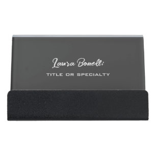 Minimalist Professional Modern Handwrite Dark Grey Desk Business Card Holder