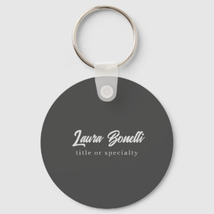 Minimalist Professional Modern Handwrite Dark Grey Keychain