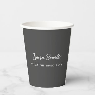 Minimalist Professional Modern Handwrite Dark Grey Paper Cups