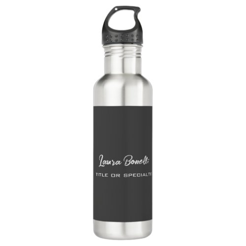 Minimalist Professional Modern Handwrite Dark Grey Stainless Steel Water Bottle