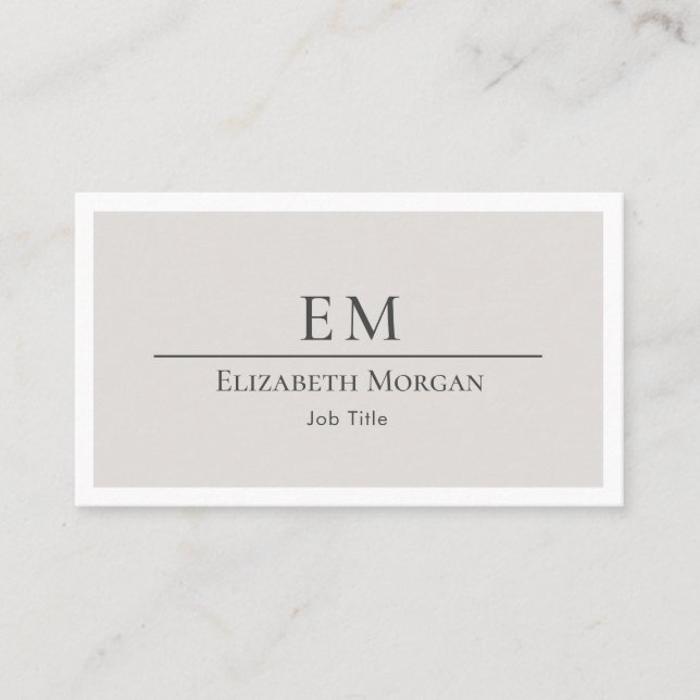 Minimalist Professional Modern Light Gray Beige Business Card (Front)