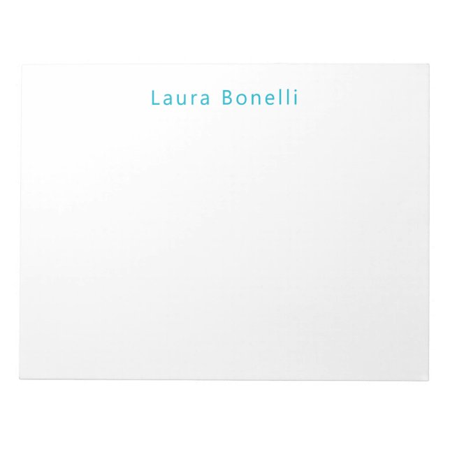 Minimalist Professional Modern Name Azure Blue Notepad (Front)