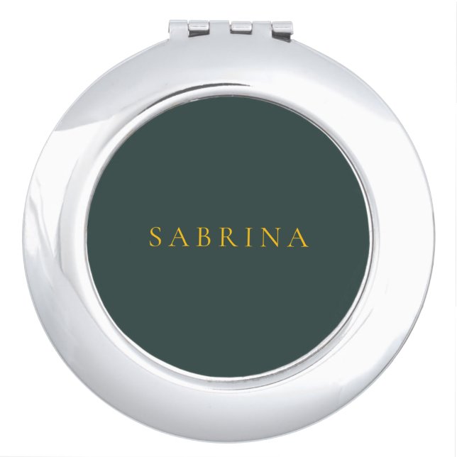 Minimalist Professional Modern Name Dusty Green Compact Mirror (Front)