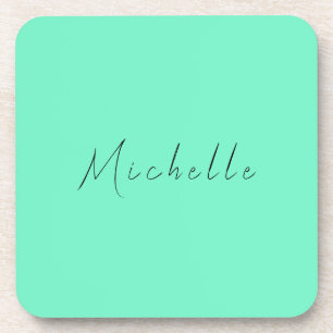 Minimalist Professional Modern Name Handwritten Beverage Coaster