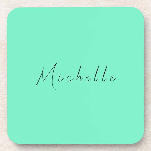Minimalist Professional Modern Name Handwritten Beverage Coaster (Front)