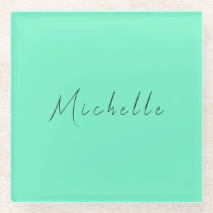 Minimalist Professional Modern Name Handwritten Glass Coaster