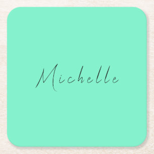Minimalist Professional Modern Name Handwritten Square Paper Coaster